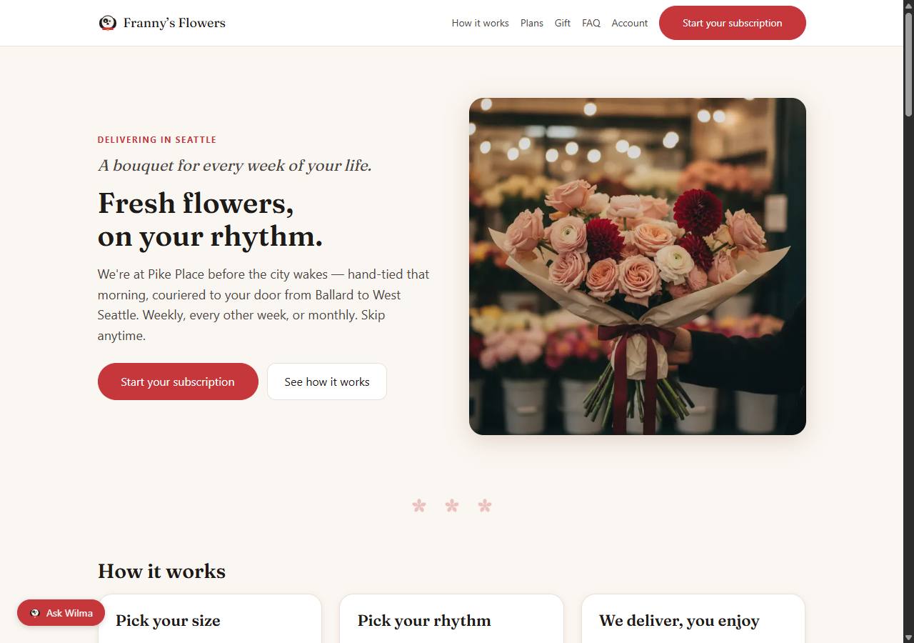 Franny's Flowers homepage